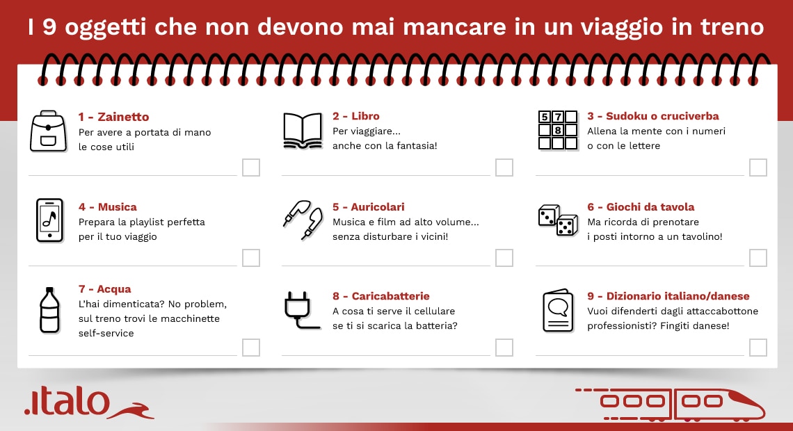 Italo_9 oggetti che non devono mai mancare in un viaggio in treno