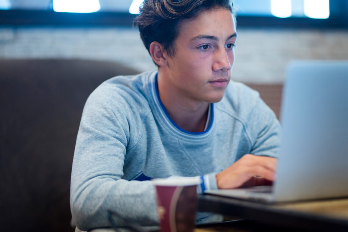 Giovane ragazzo al pc