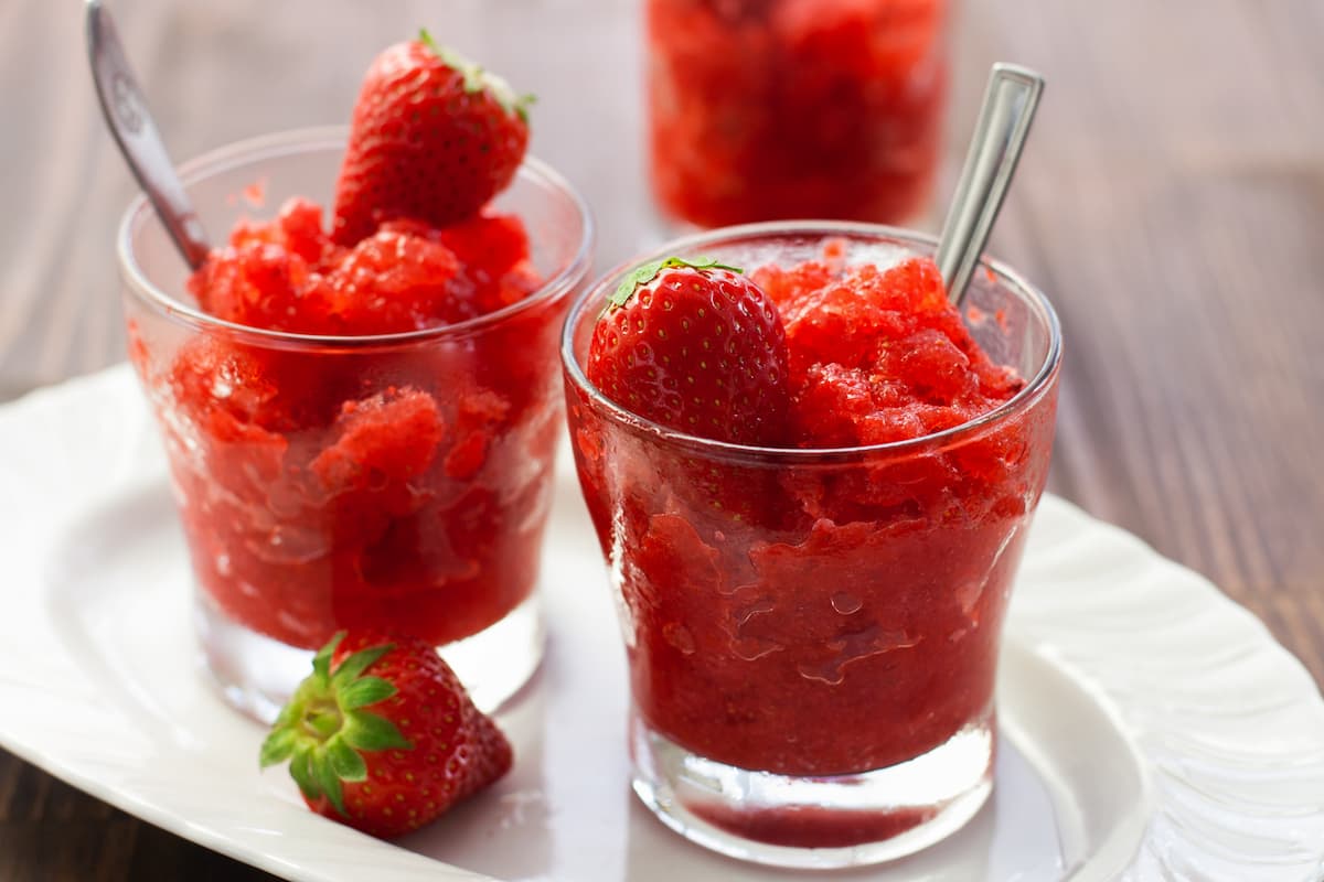 Granita is semi-frozen dessert is made from sugar, water, and various flavorings