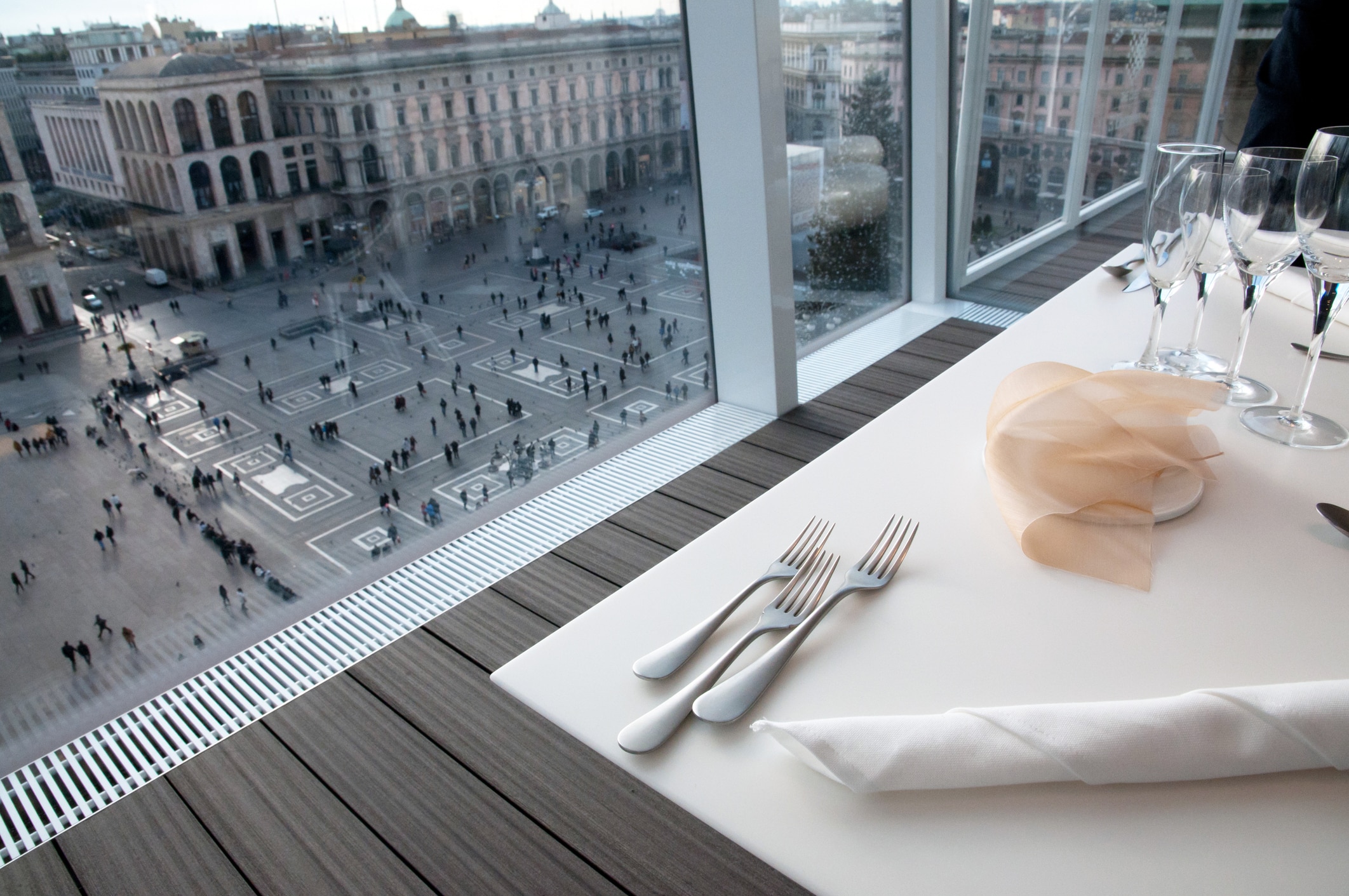 Restaurant with view on Piazza Duomo (Milan, Italy)