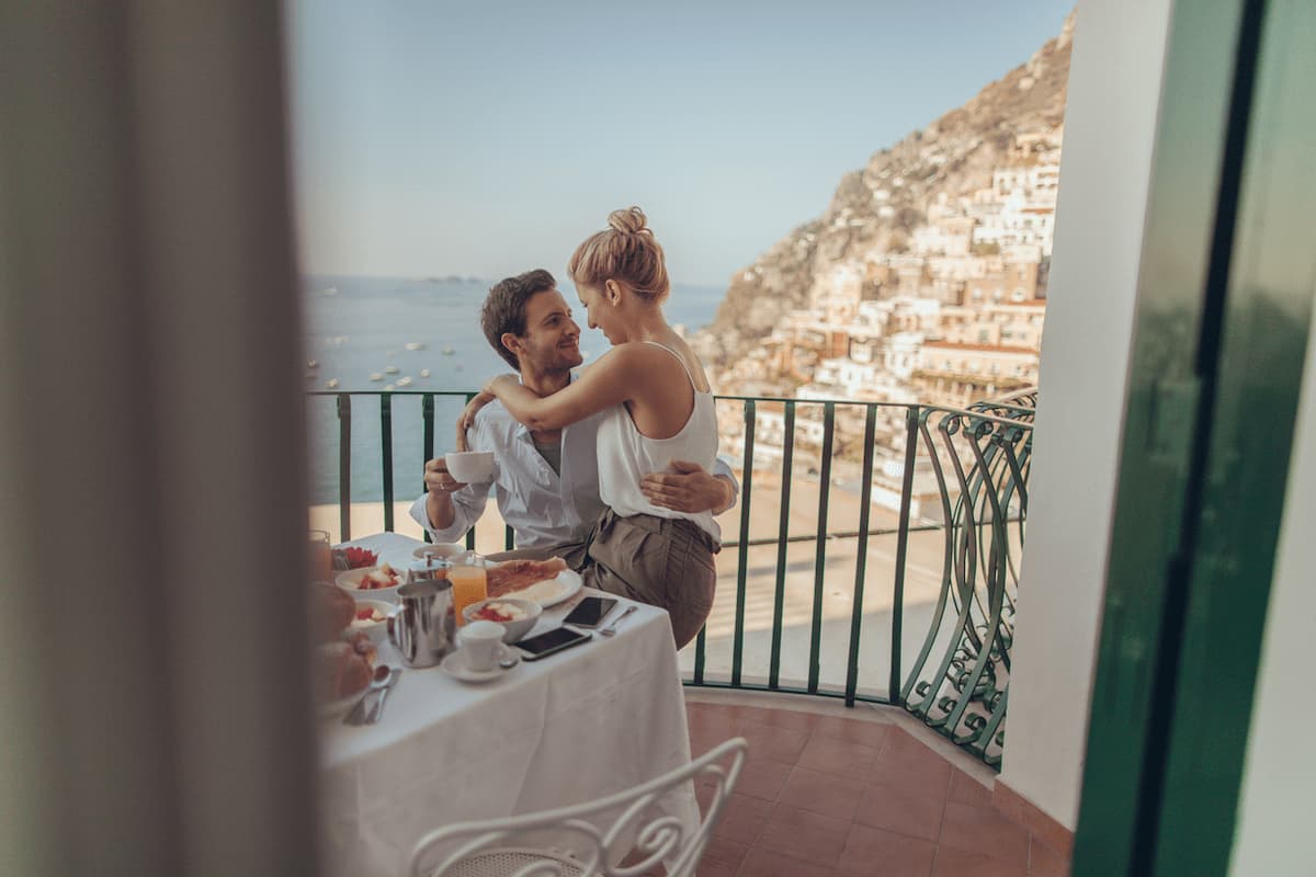 A couple on their honeymoon in Italy