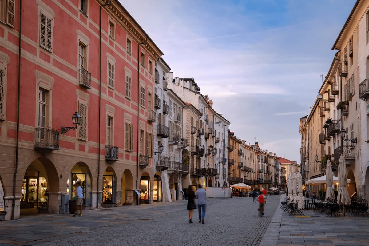 Cuneo, Piedmont Italy, a town at the foot of the Alps